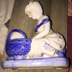 Blue and white vintage mother and baby